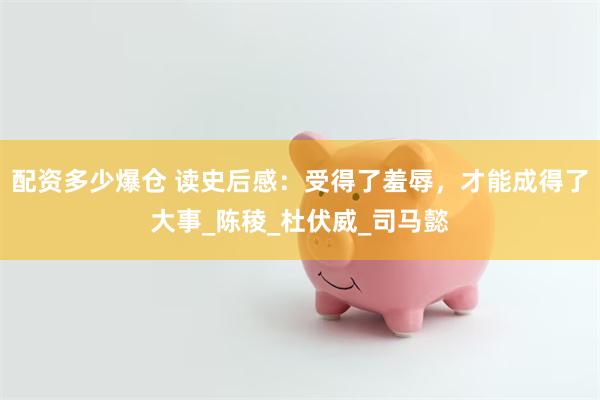 配资多少爆仓 读史后感：受得了羞辱，才能成得了大事_陈稜_杜伏威_司马懿